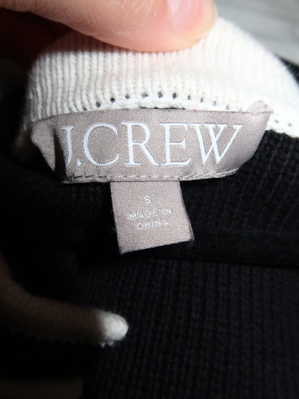 J. Crew Black Cropped Knit Blazer with White Trim - Picture 2 of 2